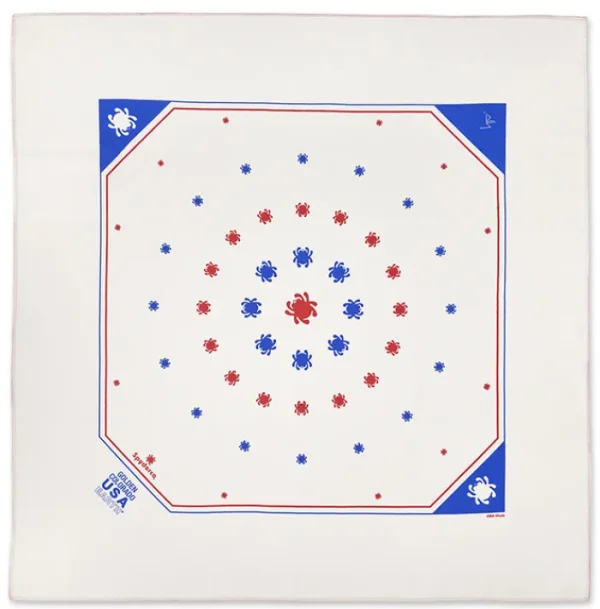 Bandana Ivory with Red and Blue Bugs<Spyderco Hot