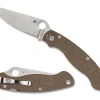 Military&trade; 2 Brown Canvas Micarta CPM CRU-WEAR<Spyderco New