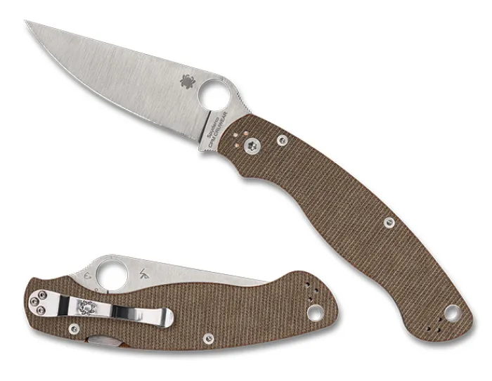 militarytrade__brown_canv_0.webp Military™ 2 Brown Canvas Micarta CPM CRU-WEAR<Spyderco New