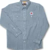 Orvis® Men's Tech Chambray Work Shirt Blue Long Sleeve<Spyderco Hot